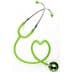 Green stethoscope with a heart-shaped tube and metal chest piece. - Olive Oil Times