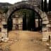 Archway with a stone structure visible in the background, surrounded by tall trees. - Olive Oil Times