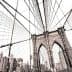 View of the Brooklyn Bridge's structure with cables and city skyline in the background. - Olive Oil Times
