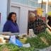 A market stall featuring various fresh herbs and vegetables with two individuals interacting. - Olive Oil Times