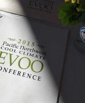 Printed material for the 2015 Pacific Northwest Cool Climate EVOO Conference with green and black text. - Olive Oil Times