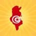 Silhouette of Tunisia filled with the national flag colors on a yellow background. - Olive Oil Times