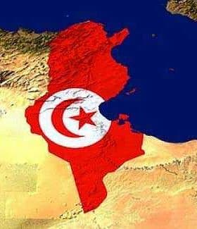 Map of Tunisia with the national flag featuring a red background and a white circle containing a red crescent and star. - Olive Oil Times