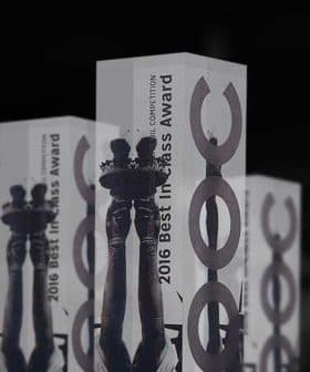 Three trophies for the 2016 Best in Class Award displayed in a row. - Olive Oil Times