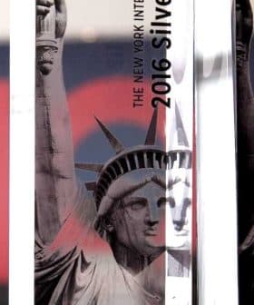 Three award trophies featuring the Statue of Liberty design for the 2016 New York International Olive Oil Competition. - Olive Oil Times