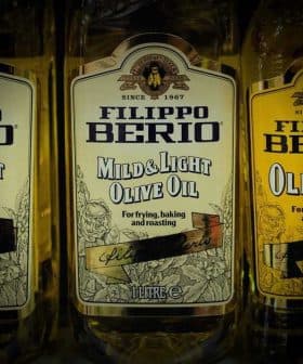 Row of Filippo Berio olive oil bottles, including Mild & Light and Olive Oil varieties. - Olive Oil Times