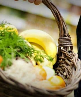A person holding a woven basket filled with various fresh fruits and vegetables. - Olive Oil Times