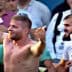 A shirtless wrestler celebrating with a crowd of spectators after a match. - Olive Oil Times