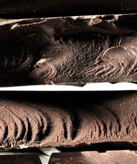 Close-up view of several blocks of dark chocolate with textured surfaces. - Olive Oil Times