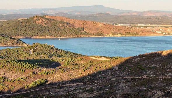 A coastal landscape featuring hills, trees, and a body of water under a clear sky. - Olive Oil Times