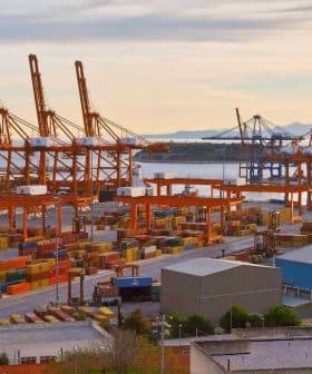 Container port in Piraeus, Athens with cranes and shipping containers along the waterfront. - Olive Oil Times
