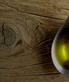Metal spoon filled with olive oil resting on a textured wooden surface. - Olive Oil Times