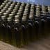 Row of small glass bottles filled with olive oil, each with a gold cap, arranged neatly on a wooden surface. - Olive Oil Times
