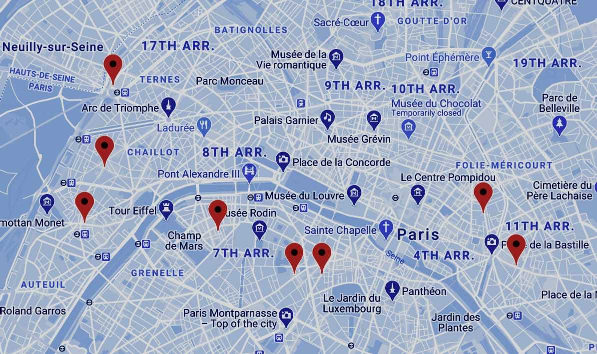 Detailed map of Paris showing various arrondissements and notable landmarks. - Olive Oil Times
