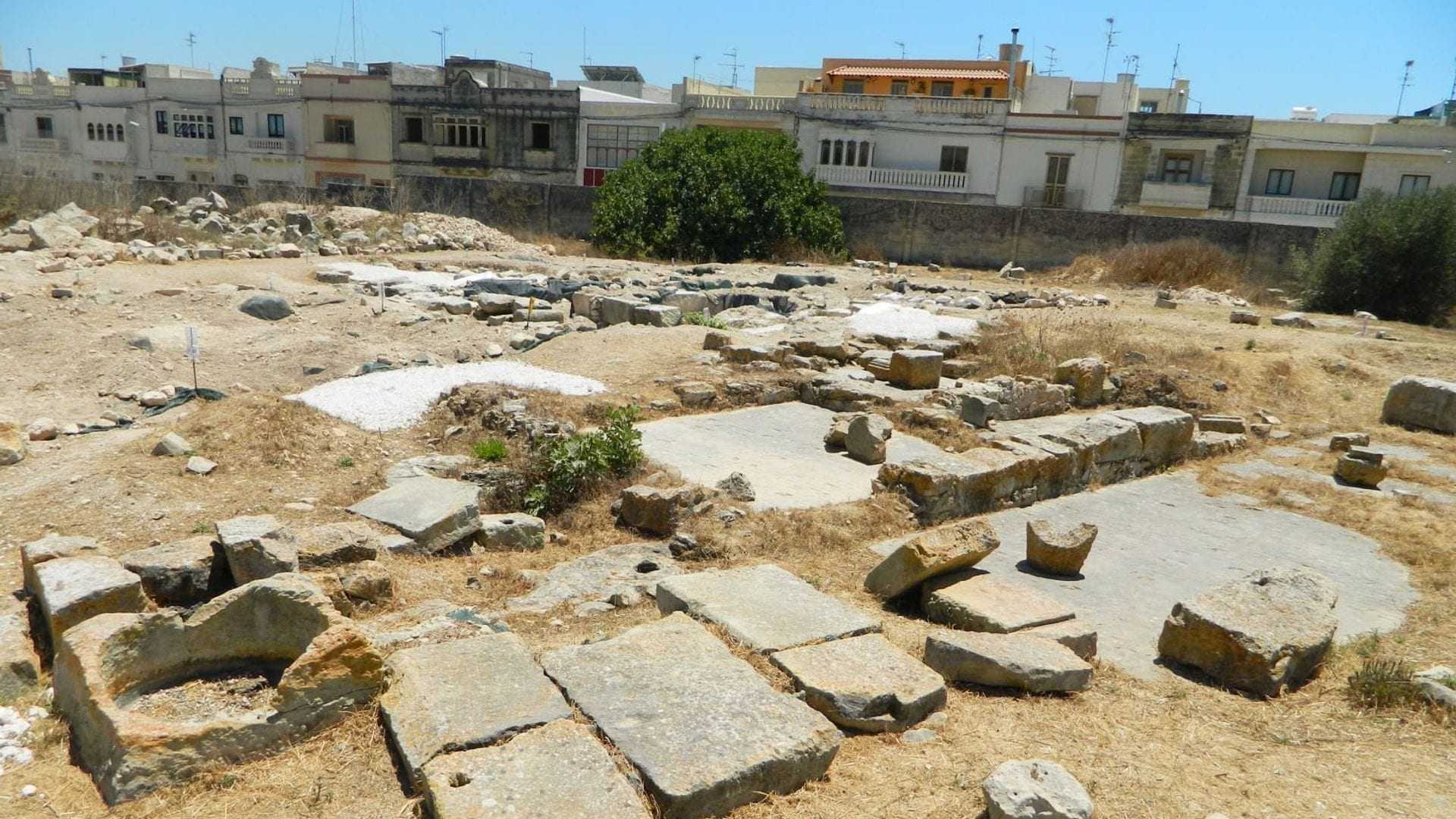Excavated stone ruins at an archaeological site in Malta with visible structures and vegetation. - Olive Oil Times