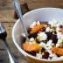 Roasted Beet Salad with Sweet Corn, Goat Cheese, and Pistachios