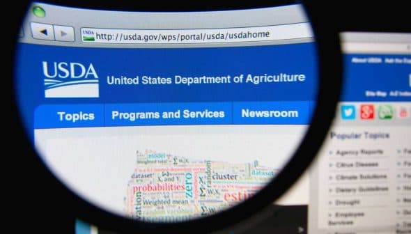Close-up view of the USDA website homepage displayed on a computer screen. - Olive Oil Times