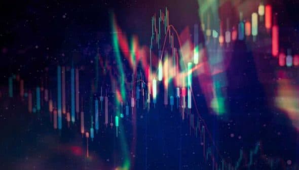 Abstract representation of a financial chart with colorful candlestick patterns and data lines. - Olive Oil Times