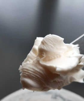 Close-up of a knife with a dollop of creamy white substance on it. - Olive Oil Times