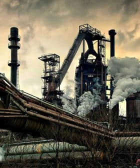 Industrial steel mill featuring large smoke stacks and pipes with visible emissions. - Olive Oil Times