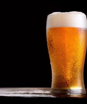 A glass of beer with foam on top, featuring condensation on the outside. - Olive Oil Times