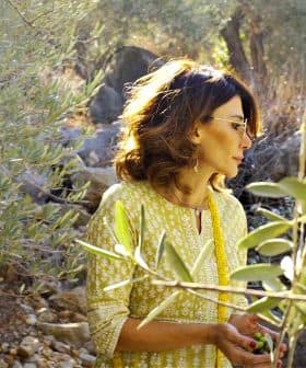 Woman with glasses standing among olive trees in a natural setting. - Olive Oil Times