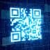 A blue QR code displayed on a digital background with binary code elements. - Olive Oil Times