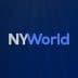 Logo design for NYWorld 2023 featuring stylized text on a blue background. - Olive Oil Times