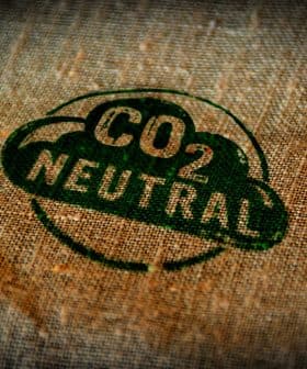 Green CO2 neutral stamp printed on a textured fabric background. - Olive Oil Times