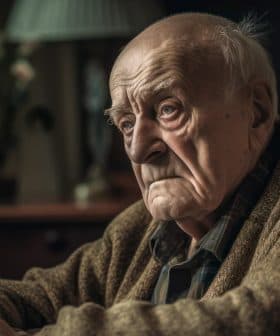 Elderly man with gray hair and a serious expression sitting on a couch in a dimly lit room. - Olive Oil Times
