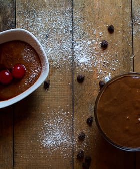 Olive Oil and Chocolate Mousse with Pomegranate Molasses